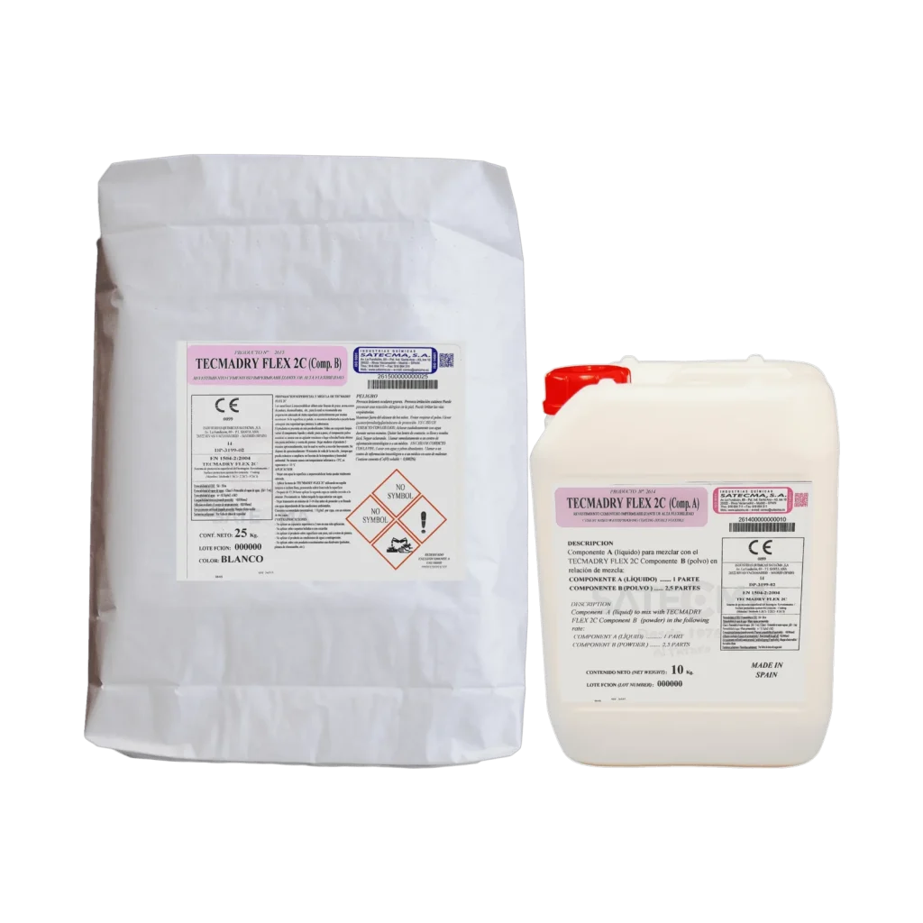 Хидроизолационна Циментова Замазка с Висока Гъвкавост – TECMADRY FLEX 2C 35kg